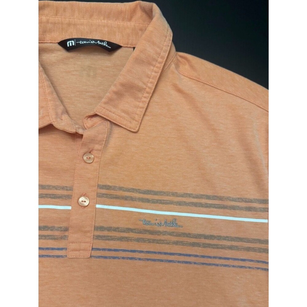 TravisMathew Striped Performance Polo Large Golf Business Casual Resort Shirt - Picture 2 of 6